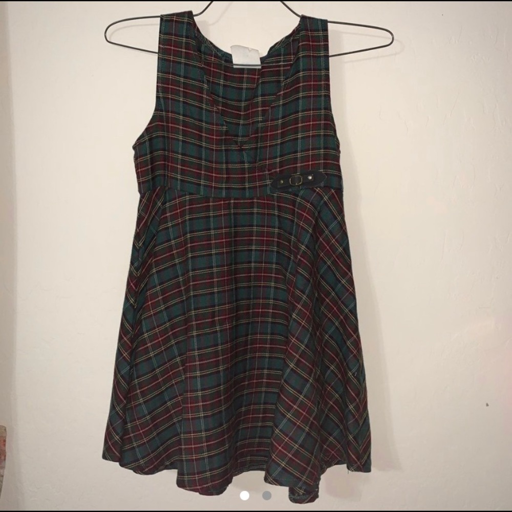 Girls Plaid Dress - green, gold, and red - size 6X